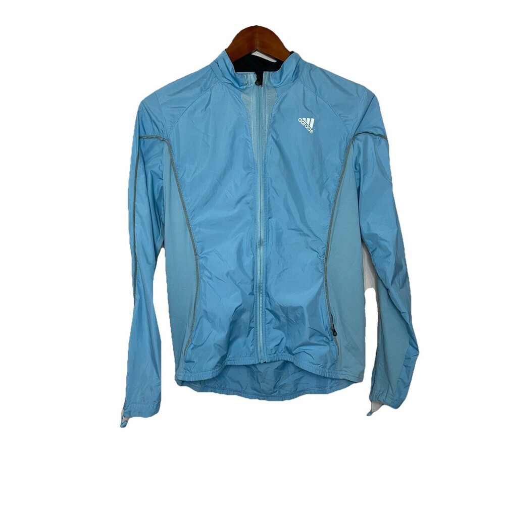 Adidas Climaproof Women's Small Blue Zip Up Lightweight Jacket